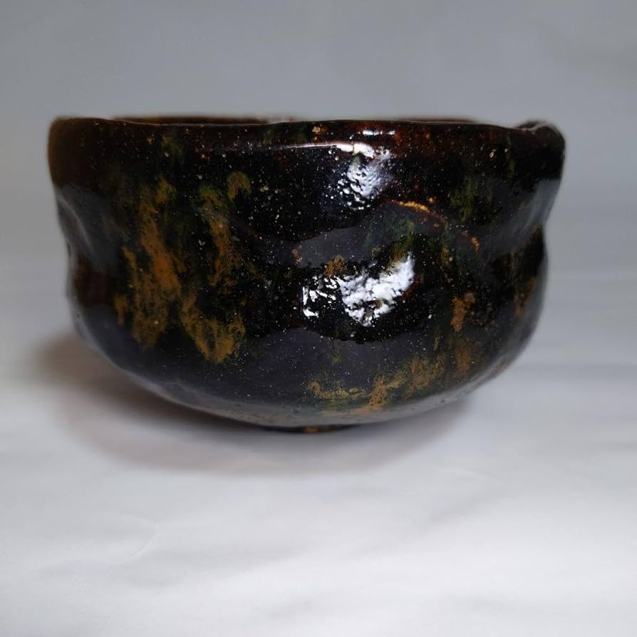 Amazon.co.jp: 加藤石春 芳幽軒 黒茶碗 薄茶碗 堅茶碗 窯変